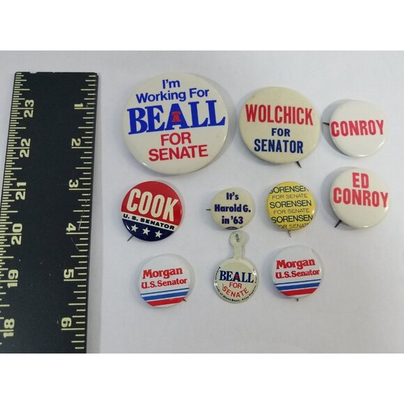 Lot of 10 Senate Campaign Pinback Pin Buttons Beall Sorenson Morgan Cook Conroy - Picture 5 of 7